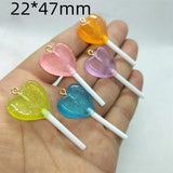 10pcs Resin Heart Lollipop Charms DIY Jewelry Making Crafts