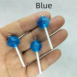 10pcs Planet Lollipop Charms Resin Candy Pendants DIY Jewelry Making Crafts