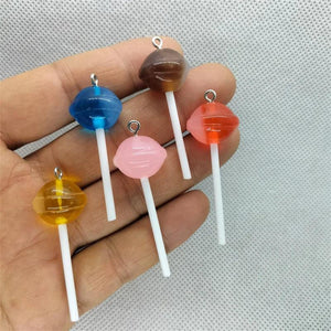 10pcs Planet Lollipop Charms Resin Candy Pendants DIY Jewelry Making Crafts