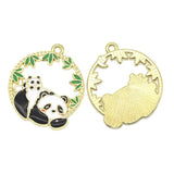 10pcs Golden Panda Charms Alloy Enamel Round Pendants DIY Jewelry Making
