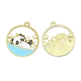10pcs Golden Panda Charms Alloy Enamel Round Pendants DIY Jewelry Making