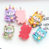 10Pcs Cartoon Animals Lucky Dragon Resin Charms for DIY Earrings Necklace