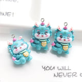 10Pcs Cartoon Animals Lucky Dragon Resin Charms for DIY Earrings Necklace