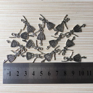 36Pcs Antique Silver Dancing Ballerina Charm for Jewelry Making