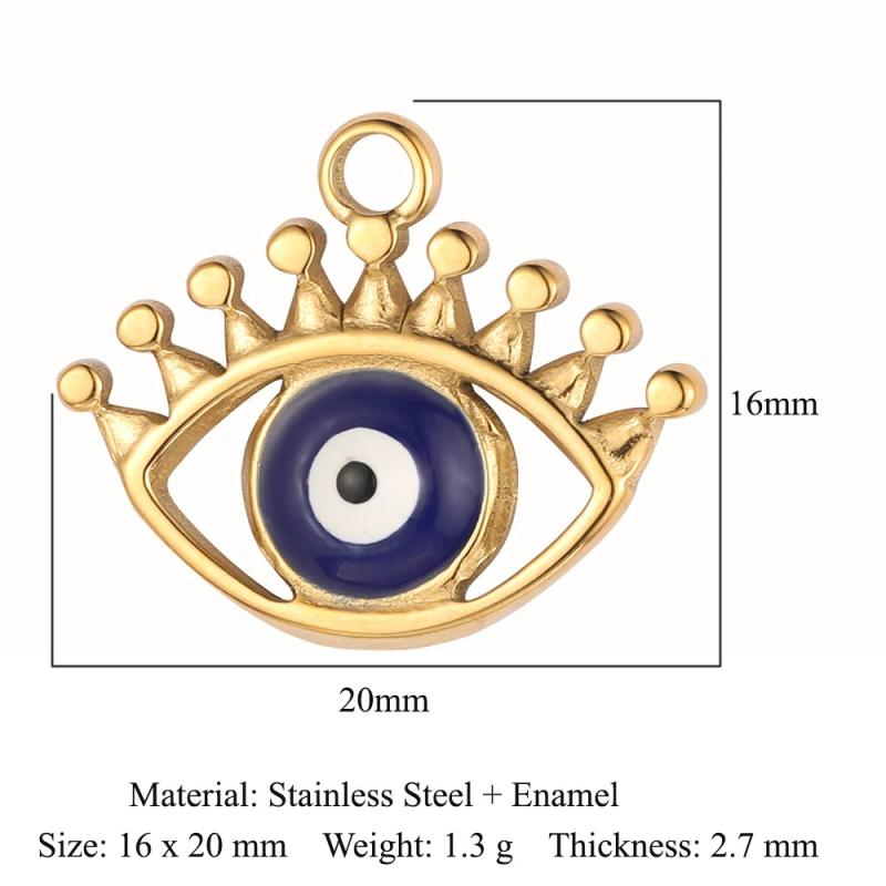 3pcs/Lot Enamel Round Flower Evil Eye Stainless Steel Charm Pendant