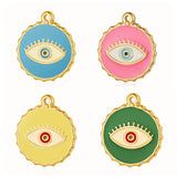 3pcs/Lot Enamel Round Flower Evil Eye Stainless Steel Charm Pendant