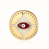 3pcs/Lot Enamel Round Flower Evil Eye Stainless Steel Charm Pendant