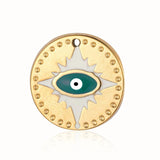 3pcs/Lot Enamel Round Flower Evil Eye Stainless Steel Charm Pendant