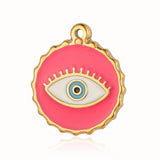 3pcs/Lot Enamel Round Flower Evil Eye Stainless Steel Charm Pendant