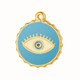 3pcs/Lot Enamel Round Flower Evil Eye Stainless Steel Charm Pendant