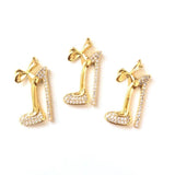 5pcs Bow Tie High Heel Shoes Charms Zirconia Pave Pendant
