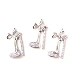 5pcs Bow Tie High Heel Shoes Charms Zirconia Pave Pendant