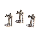 5pcs Bow Tie High Heel Shoes Charms Zirconia Pave Pendant