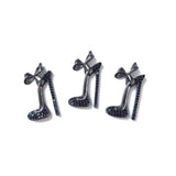 5pcs Bow Tie High Heel Shoes Charms Zirconia Pave Pendant