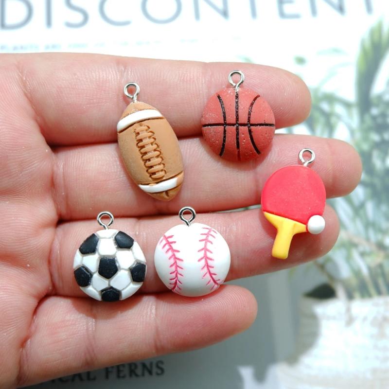 Sports Charms for DIY Jewelry Making - Basketball Football Table Tennis Rugby
