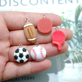 Sports Charms for DIY Jewelry Making - Basketball Football Table Tennis Rugby