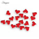 20Pcs Red Love Heart Floating Charms For Glass Locket Necklaces