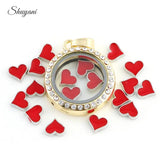 20Pcs Red Love Heart Floating Charms For Glass Locket Necklaces