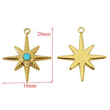 5pcs Turquoise Stone Pendants Stainless Steel Eyes Necklaces Charms DIY Jewelry