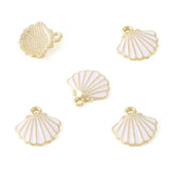10pcs Enamel Scallop Shell Charms for DIY Bracelet Necklace Crafts, 13x13x2mm