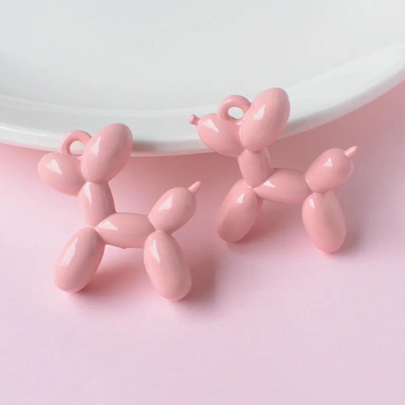 10pcs 32*32mm 3D Balloon Dog Resin Charms Earring DIY Making Bracelet Keychain