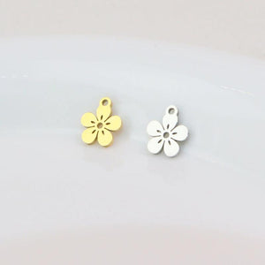 10pcs High Polish Steel Flower Charm Pendant DIY Necklace Bracelets