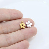 10pcs High Polish Steel Flower Charm Pendant DIY Necklace Bracelets