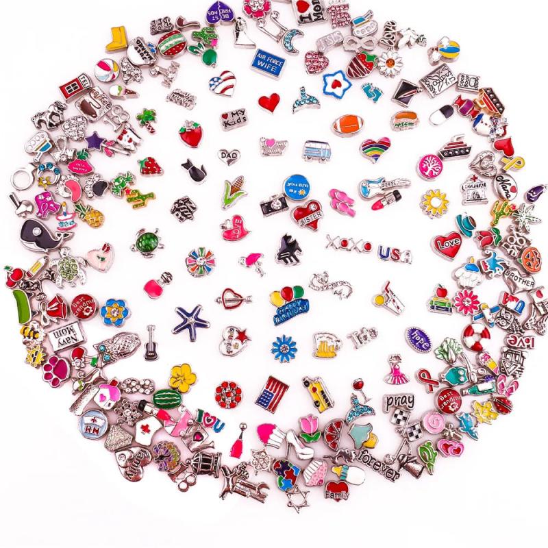 Mixed Heart Love Animal Rose Floating Charms for Memory Locket Jewelry