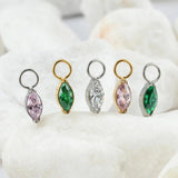 Titanium CZ Marquise Charm for Lobe Hoop Earrings
