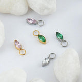 Titanium CZ Marquise Charm for Lobe Hoop Earrings