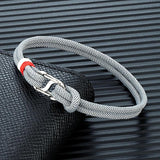 Navy Braided Rope Bracelet Stainless Steel Double Clasp