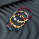 Navy Braided Rope Bracelet Stainless Steel Double Clasp
