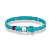 Navy Braided Rope Bracelet Stainless Steel Double Clasp