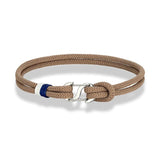 Navy Braided Rope Bracelet Stainless Steel Double Clasp