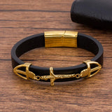 Charms Rope Braided Leather Men Bracelet Magnetic Buckle