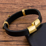 Charms Rope Braided Leather Men Bracelet Magnetic Buckle