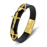 Charms Rope Braided Leather Men Bracelet Magnetic Buckle