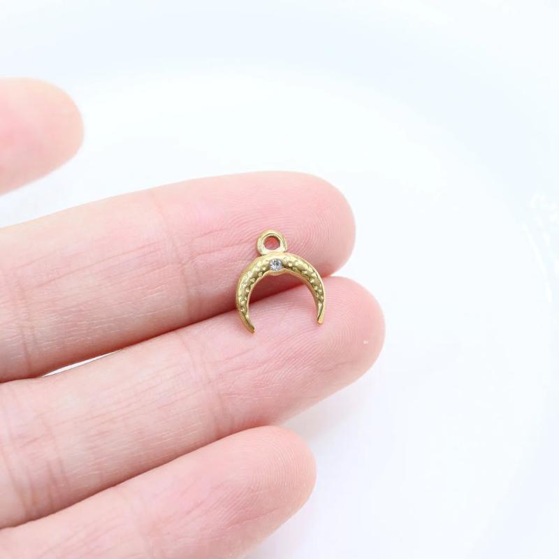 5pcs Stainless Steel Moon Charms Pendant DIY Handcraft Vacuum Plate