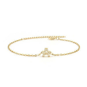 Pave Zirconia A-Z Letter Bracelet Stainless Steel Chain Charm Gift