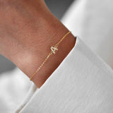 Pave Zirconia A-Z Letter Bracelet Stainless Steel Chain Charm Gift