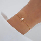 Pave Zirconia A-Z Letter Bracelet Stainless Steel Chain Charm Gift