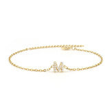 Pave Zirconia A-Z Letter Bracelet Stainless Steel Chain Charm Gift