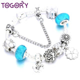 Flower & Bird Charm Bracelet Silver Jewelry For Women