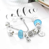 Flower & Bird Charm Bracelet Silver Jewelry For Women