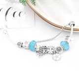 Flower & Bird Charm Bracelet Silver Jewelry For Women