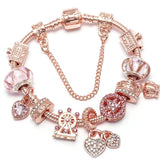 Love Heart Charm Bracelet Women DIY Marano Beads Fine Bracelet