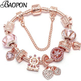 Love Heart Charm Bracelet Women DIY Marano Beads Fine Bracelet