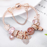 Love Heart Charm Bracelet Women DIY Marano Beads Fine Bracelet