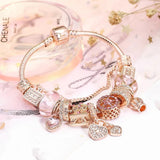 Love Heart Charm Bracelet Women DIY Marano Beads Fine Bracelet