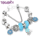 European Style Silver Crystal Flower Charm Bracelets Snake Chain DIY Bracelet